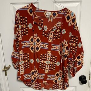 Daytrip size large Aztec blouse. Quarter sleeves.